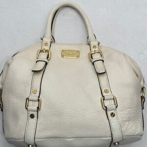 Michael Kors Bedford Belted White Leather Shoulder Bag